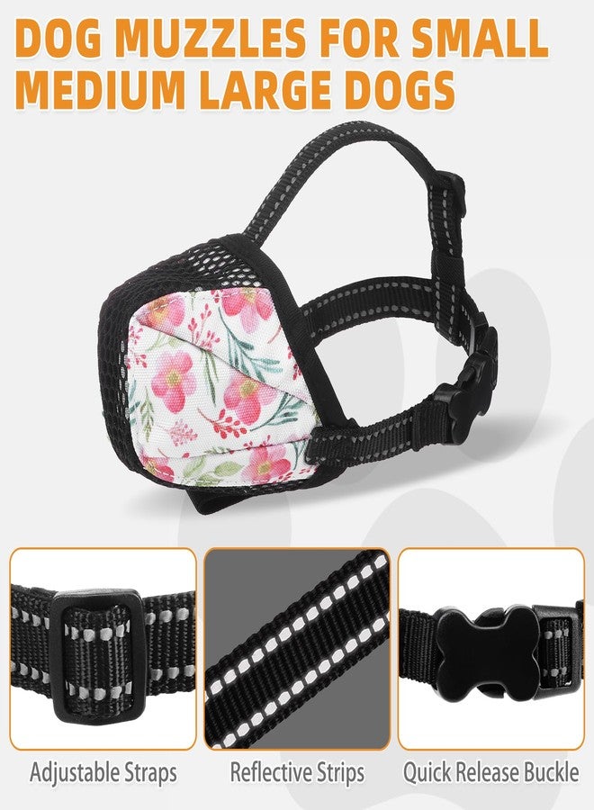 KOOLTAIL Dog Muzzle, Soft Muzzle for Small Medium Large Sized Dogs to Anti & Prevent Barking Grooming Biting, Reflective Adjustable Air Mesh Basket Muzzles, Allows Panting and Drinking, Floral S - Image 5